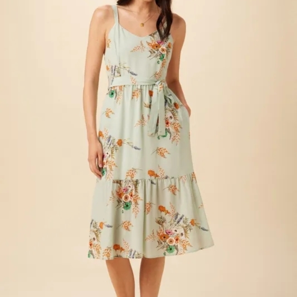 Amour Vert Alessandra Washable Silk Dress - Cannes Floral Size L New With Tags